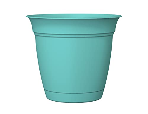 HC Companies 12 Inch Eclipse Planter with Saucer - Teal
