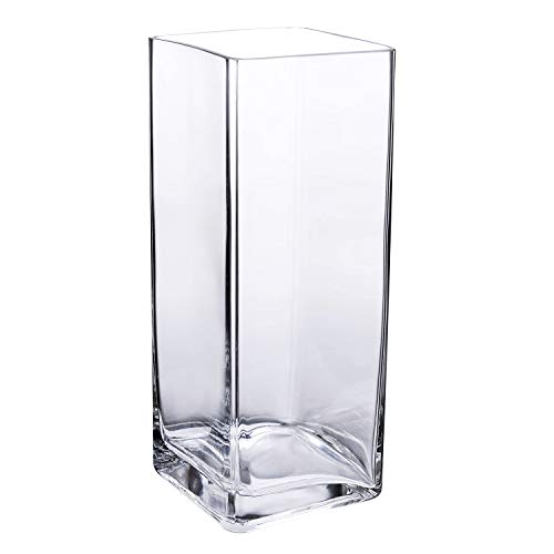 Diamond Star Tall Square Glass Vase - Home Decorative Flower Vase