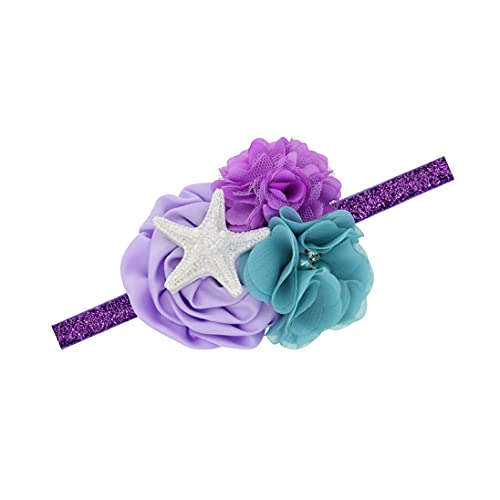Cute Starfish Mermaid Flower Headband for Baby Girls Hair - Purple