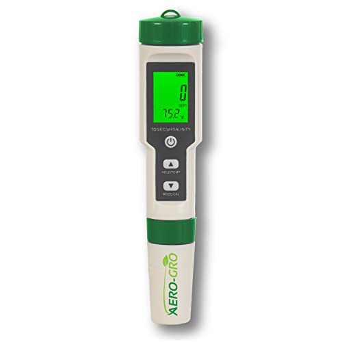 AERO-GRO 5-in-1 Meter: Accurate pH, TDS, EC, Salinity, and Temperature Measurements