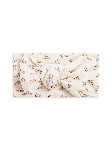 Organic Cotton Hattie Bow Wrap Headband - Wildflowers/Salmon + Herb