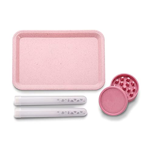 Pink Herb Grinder Combo with Rolling Tray and Containers