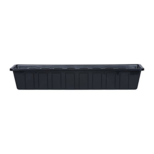 Plastic Flower Box Planter, Black, 30-Inch