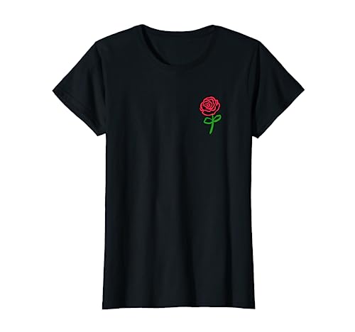 Trendy Women's Graphic Tee with Rose Flower Design