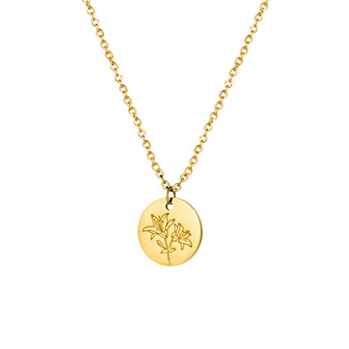 Lily Wild Flower Gold Coin Necklace