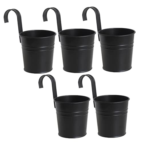 XZJMY 5 Pcs Hanging Flower Pots - Metal Iron Bucket Planter