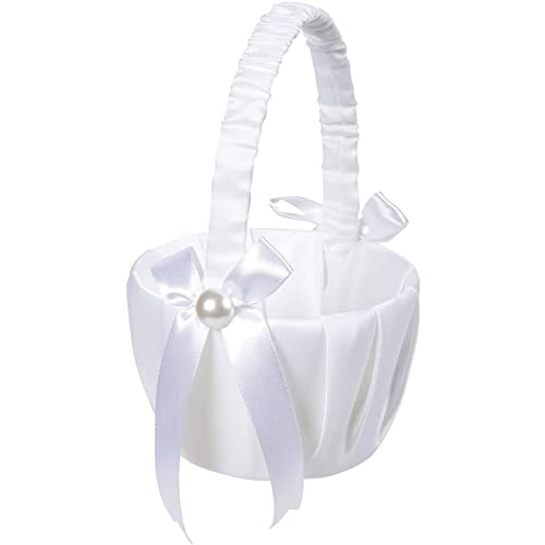 Juvale White Flower Girl Basket