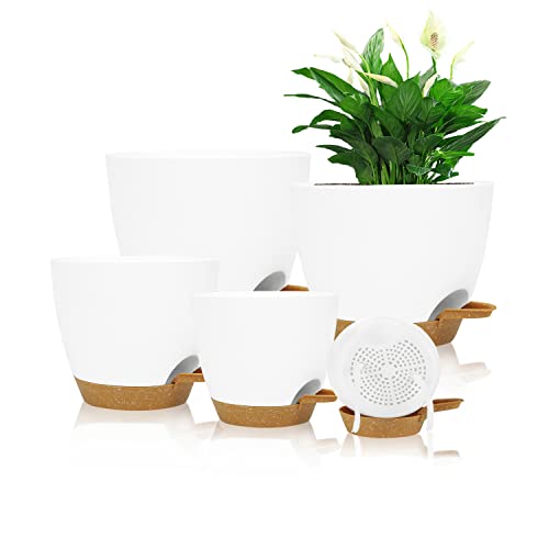 Self Watering Planters - Set of 5 Sizes for Indoor Plants