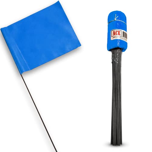 Blue Marking Flags 100 Pack - Yard Flags for Lawn, Irrigation, and More