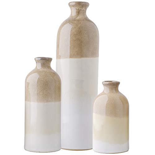 TERESA'S COLLECTIONS Farmhouse Ceramic Vase Set - Refined Rustic Décor Accent
