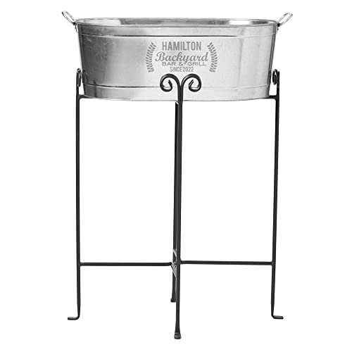 Personalized Backyard Bar Beverage Tub with Stand