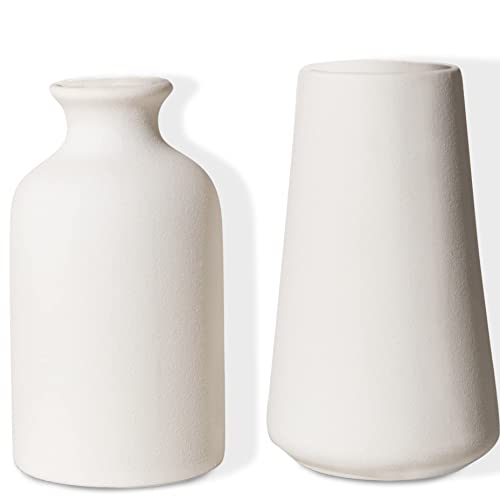 Chaumiere Set of 2- Classic White Ceramic Vases