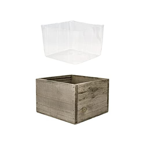 CYS EXCEL Wood Square Planter Box with Removable Plastic Liner