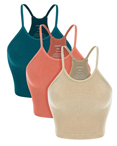ODODOS Women's Crop Camisole 3-Pack