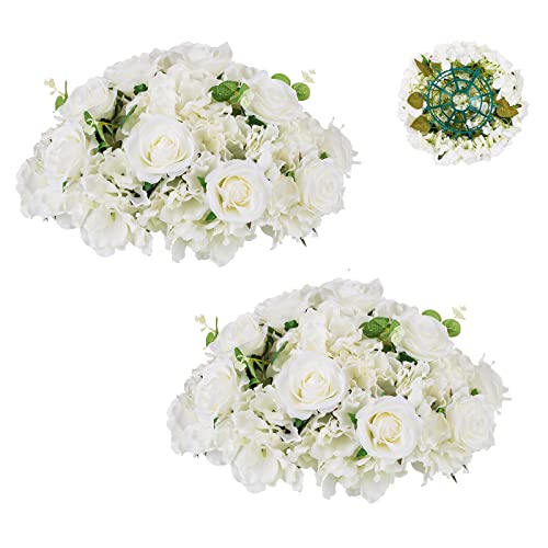 Blosmon Artificial Flower Balls: Large White Rose Hydrangea Arrangements