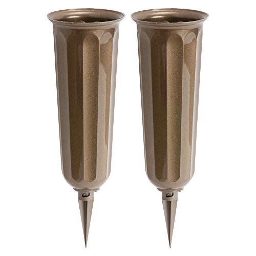 Metallic Bronze Plastic Cemetery Vase