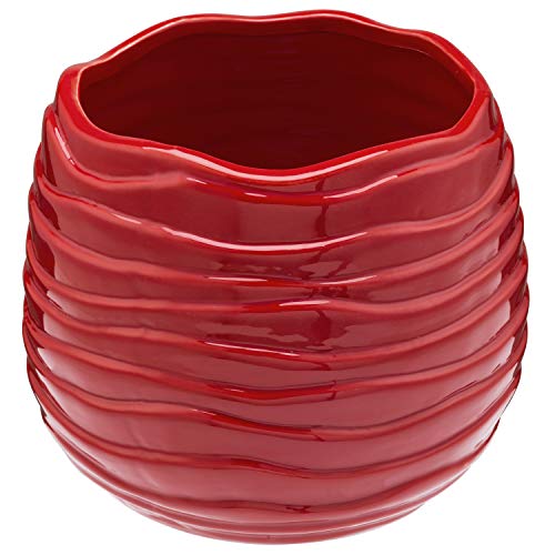 Modern Red Ceramic Plant Pot with Drainage Hole