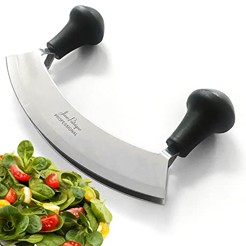 Stainless Steel Mezzaluna Knife - Hand Herb/Salad Chopper