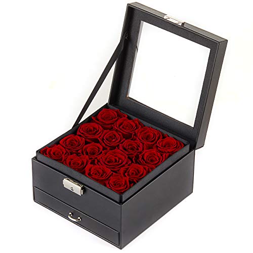 Preserved Roses Real Rose in a Box Never Withered Roses (16 Red Roses)
