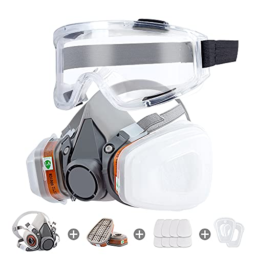 Reusable Half Face Cover Gas Mask with Safety Glasses