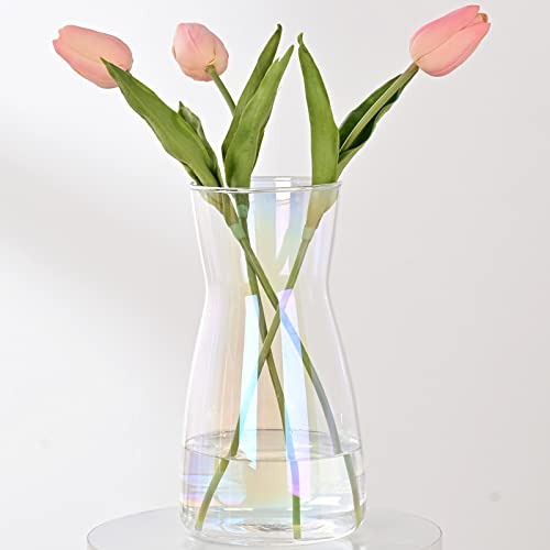 Irised Clear Glass Vase - Elegant Decorative Piece for Any Space
