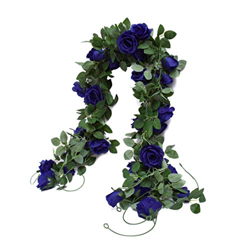 Blue Artificial Rose Flower Silk Vine Hanging Wedding Decor