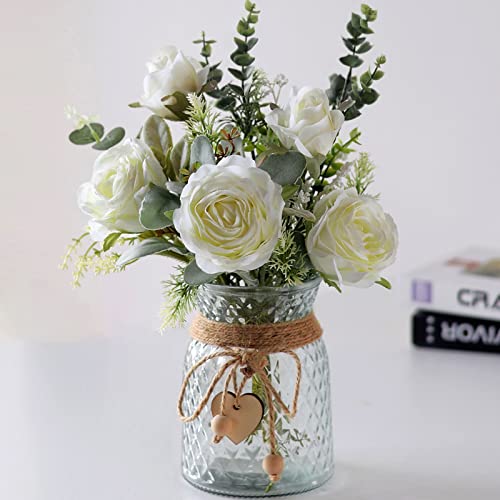Artificial Silk Roses Bouquet in Vase
