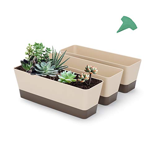 GROWNEER 3 Packs Window Boxes Planter with Plant Labels
