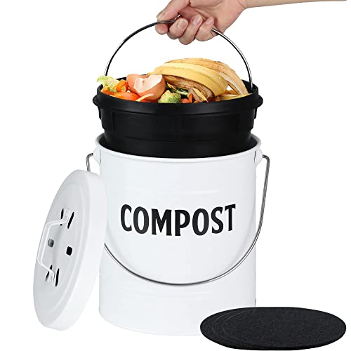 Kitchen Compost Bin - 1.3 Gal/5L Metal Compost Bucket