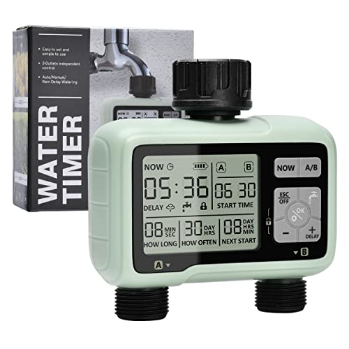 Johgee Sprinkler Timer 2 Zone: Programmable Water Timer for Garden Hose Faucet