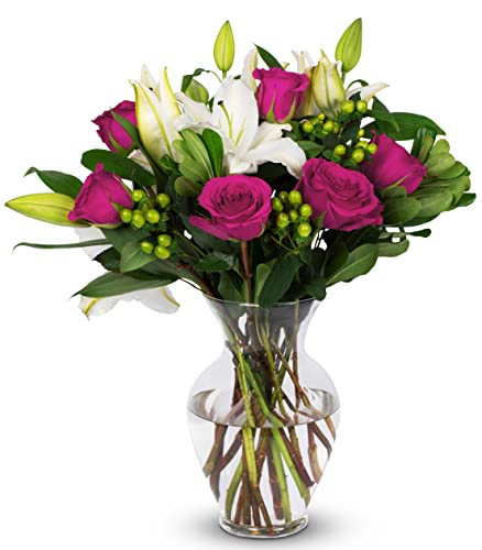 Pink Elegance Fresh Cut Flowers with Prime Delivery and Vase