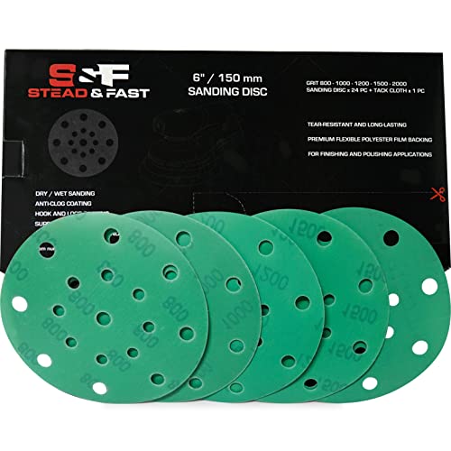 Durable 6 inch Sanding Discs with High Grit Assorted Sandpaper for Fine Sanding/Polishing
