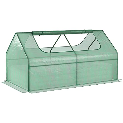 Outsunny Galvanized Raised Garden Bed with Mini Greenhouse