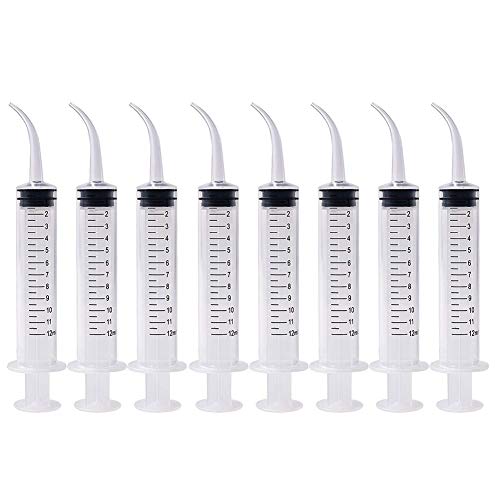 Dental Irrigation Syringe with Curved Tip - 8 Pack