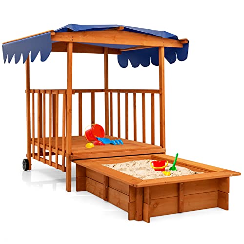 Retractable Sandbox with Canopy for Kids