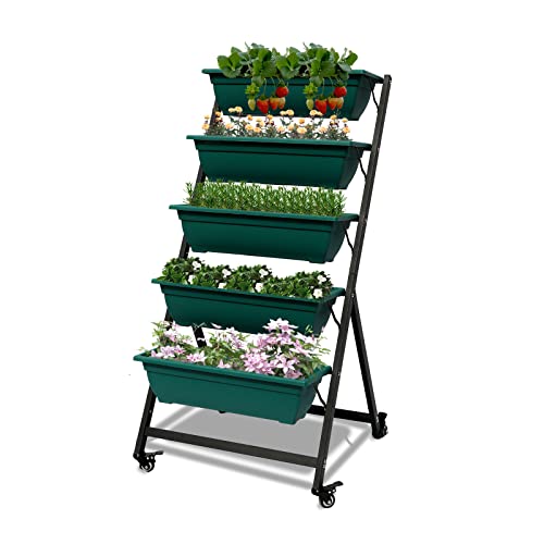 Vertical Raised Garden Bed, Freestanding Elevated Planter - Green