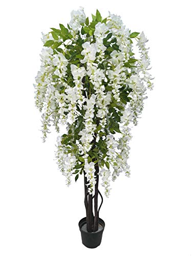 AMERIQUE 6 Feet Wisteria Artificial Tree with Realistic Blooms and Pre-Potted Design