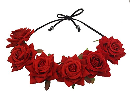 Red Rose Flower Crown Woodland Hair Wreath Festival Headband