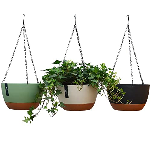 Set of 3 Plastic Hanging Planters for Stylish Garden Decor