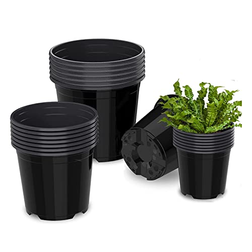 DUNPUTE Nursery Pots, 21 Packs Plastic Pots with Drainage Hole