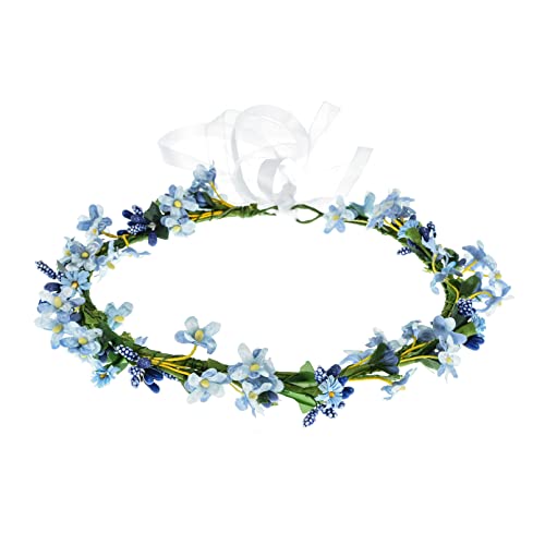 Funsveta Floral Crown Headpiece with Adjustable Ribbon