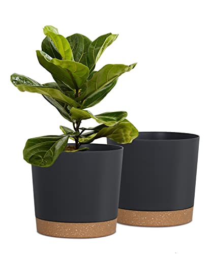 kubvici Plant Pots for Indoor Plants, 2 Pack 8 Inch Plastic Flower Pot