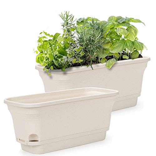 Self Watering Planters Rectangular Planter Box, 2 Pack