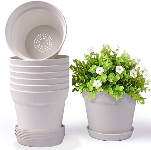 homenote Pots for Plants, 8 Pcs 7.5 inch Plastic Planters
