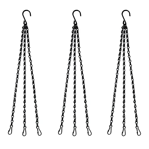 Benvo Hanging Plant Chains with Clips and Hooks (Pack of 3, Black)