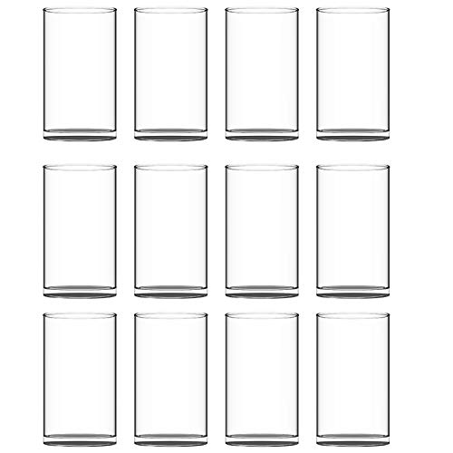 Set of 12 Clear Glass Cylinder Vases