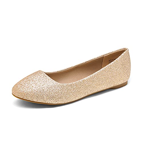 Stylish DREAM PAIRS Womens Ballerina Walking Flats Shoes - Gold/Glitter