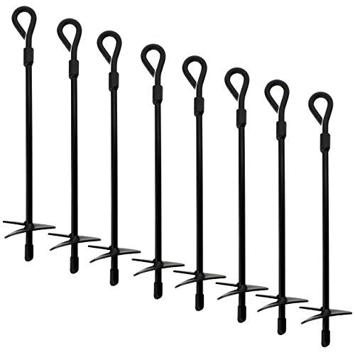 BISupply Ground Anchors - 8pk Black Shed Anchor Kit