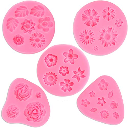 Flower Fondant Cake Molds - Daisy, Rose, Chrysanthemum, and Small Flower Candy Silicone Molds