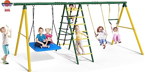 Osoeri 6 in 1 Heavy-Duty Metal Swing Set